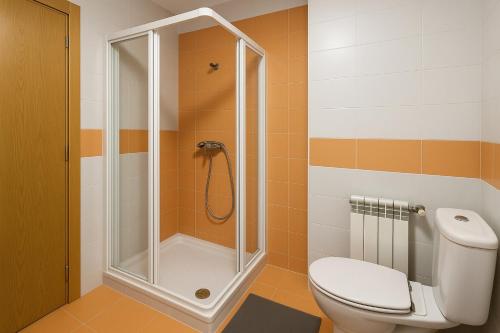 a bathroom with a shower and a toilet at Apartamento centro con garaje in Castro-Urdiales
