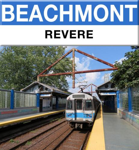 a train on the tracks at a train station at 2 Bedroom apartment in Revere