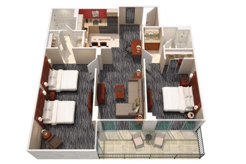 a rendering of a floor plan of a house at Residence Inn by Marriott Montreal Airport in Dorval