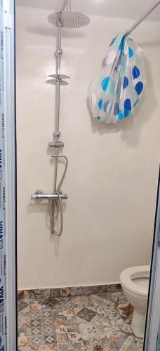 ソフィアにあるInterhost Guest rooms and apartmentsのバスルーム(トイレ付)、壁にランプが備わります。