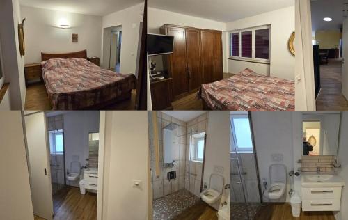 a collage of four pictures of a hotel room at Il Baitone 1 in Minusio