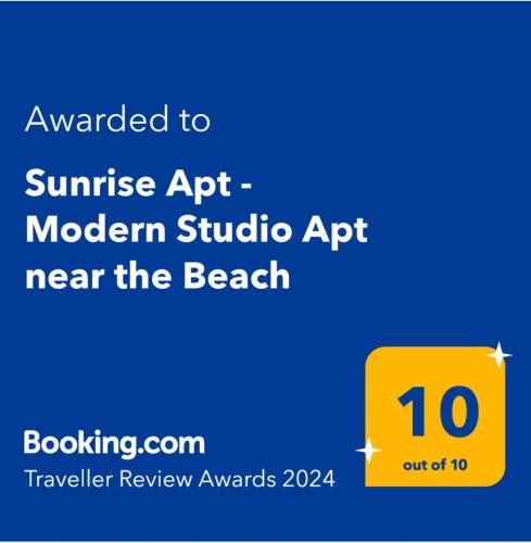 Certificado, premio, señal o documento que está expuesto en Sunrise Apt near beach SmartTV & Netflix