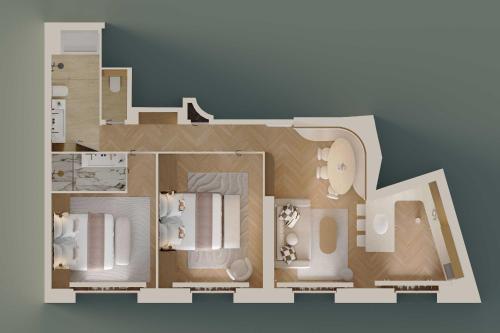 d'un plan d'étage d'une maison dans l'établissement Exclusive apt with AC - 2BD-6P - Quartier Latin, à Paris