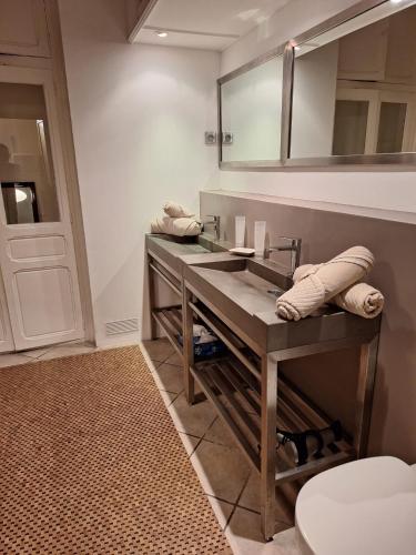 une salle de bain avec un lavabo et des toilettes dans l'établissement Château Charles Roux, à Sausset-les-Pins