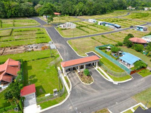 an aerial view of a gas station on a street at Casa Cristal # 1 in Fortuna