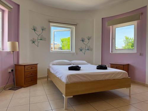 Ένα ή περισσότερα κρεβάτια σε δωμάτιο στο Sunset Villa Agia Thekla