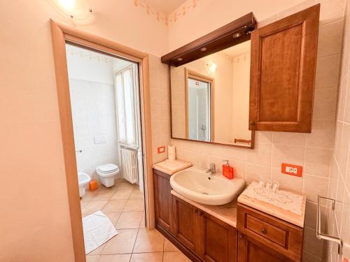 un bagno con lavandino e specchio di BB Il Grande Salice Bike Friends a Ponti Sul Mincio
