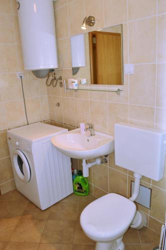 a bathroom with a toilet and a sink at Apartments Sunshine & Smile in Klimno