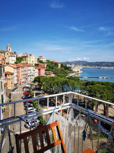 a view of a city from a balcony at La Brezza Marina in Fezzano