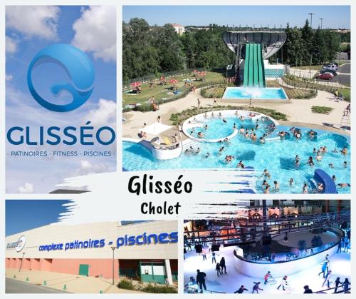 un collage de photos d'un parc aquatique dans l'établissement L'Adresse tranquille Climatisation et Discrétion, à Cholet