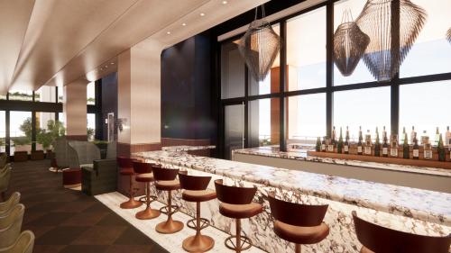 a rendering of a bar in a hotel at The Rhyland in Flushing