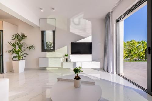TV a/nebo společenská místnost v ubytování Villa Nefeli - Elysian Villas Kefalonia, 200m from Beach, New 2024