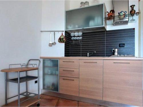 a kitchen with a sink and a tv on the wall at Casa Alessandra, Apartment in Porto Cervo in Porto Cervo