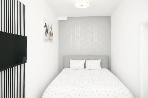 a bedroom with a bed and a tv at City Flat D in Vienna