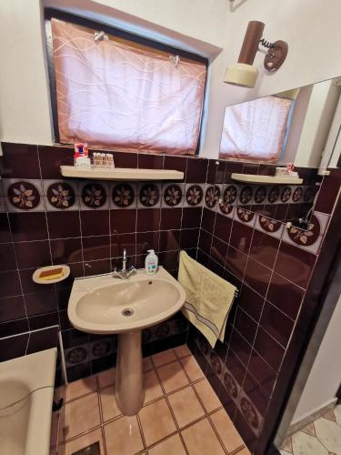 a bathroom with a sink and a window at Herbaheal Villa in Balatonkeresztúr