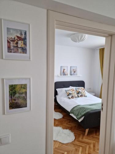 a bedroom with a bed in a room at Central 17 in Târgu-Mureş