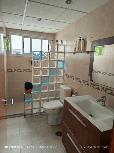 a bathroom with a toilet and a sink at Disfruta Granada, Parking y Mascotas in Granada