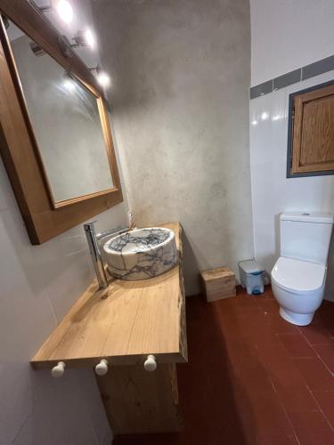 une salle de bain avec un lavabo et des toilettes dans l'établissement La Comtoise, à Thèzan-lès-Béziers