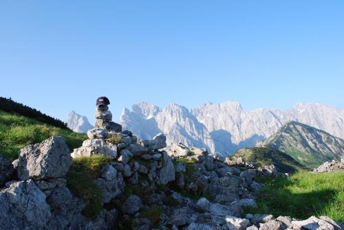 a pile of rocks on top of a mountain at Pension Anneliese in Schwendt