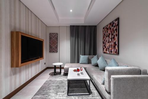 TV a/nebo společenská místnost v ubytování لفيت للشقق الفندقية المخدومة Lafait Hotel Serviced Apartments