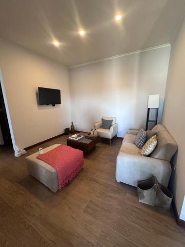 a living room with a couch and a chair at Acogedor departamento de 2 dormitorios in Tarija