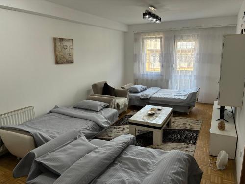 Ένα ή περισσότερα κρεβάτια σε δωμάτιο στο Urban Nest Prizren