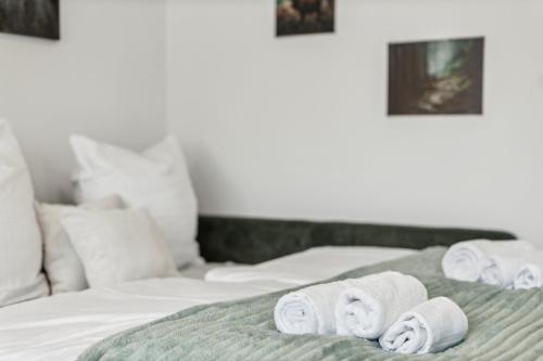 Letto o letti in una camera di Believe Inn - Spremberg 4 Personen, Küche, Smart TV, Parkplatz
