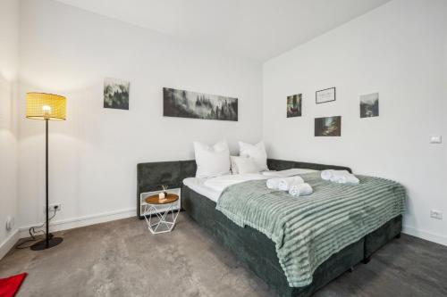 Letto o letti in una camera di Believe Inn - Spremberg 4 Personen, Küche, Smart TV, Parkplatz