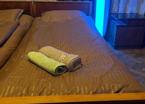 un lit avec deux oreillers dessus dans l'établissement Hostel Ozurgeti, à Ozurgetʼi