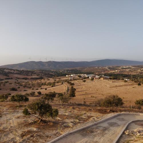 a road in the middle of a field with mountains at Dar Éthiqua in Essaouira