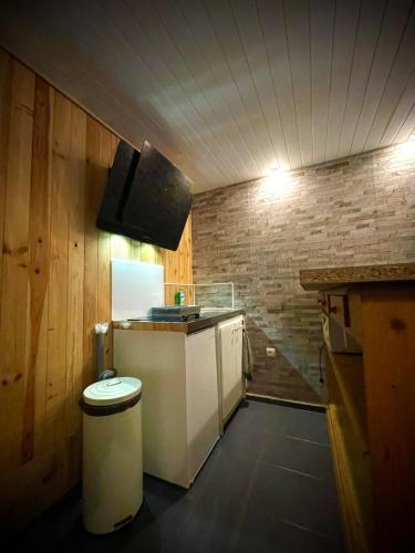 une petite cuisine avec un évier et une cuisinière dans l'établissement Le Loft, à Montpellier