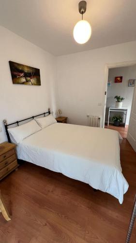 a bedroom with a large white bed in a room at Twin Pines Camino Norte in Arzúa