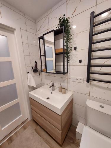 Koupelna v ubytování Vasaros estrados apartamentai, self check-in, free parking