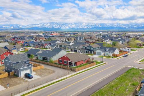 an aerial view of a residential neighborhood with houses at Scenic Modern Home with Private Patio & Fireplace in Belgrade