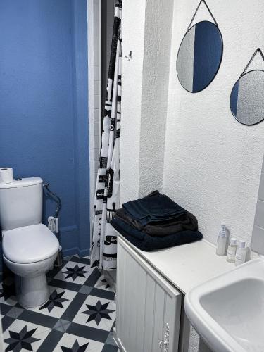 une salle de bain avec toilettes et lavabo dans l'établissement Studio cosy, à Valenciennes