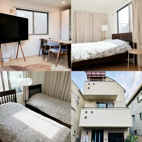 a collage of photos of a hotel room at 100㎡ Cozy Villa in Shinjuku｜JR Shin-Ōkubo Sta. 7mins. in Tokyo