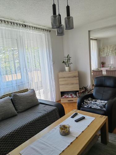 a living room with a couch and a coffee table at Apartman Barbara in Grabovac
