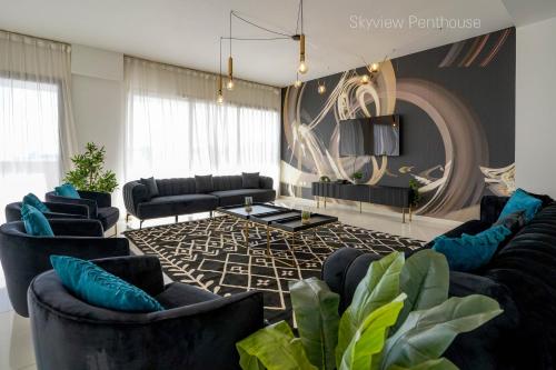Χώρος καθιστικού στο YalaRent incredible Penthouses with all over sea view