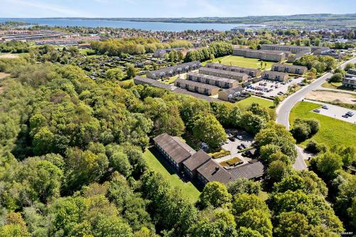 an aerial view of a campus with trees and buildings at Flinten Horsens in Horsens