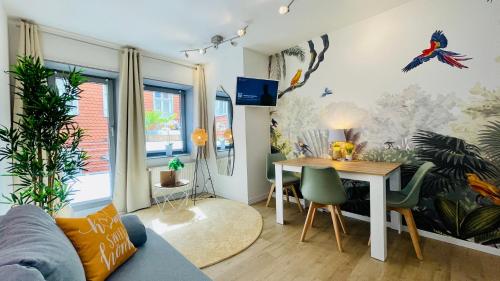 Istumisnurk majutusasutuses FeWoZauber - Dom Oase, Zentrum, Terrasse, Business, Familie, Haustiere