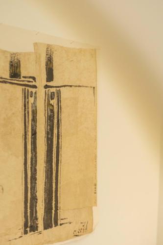 a drawing of a building on a wall at Zeesamen 5 min from beach in Cadzand