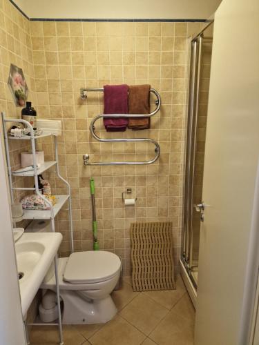 Koupelna v ubytování Girulių apartamentai prie jūros