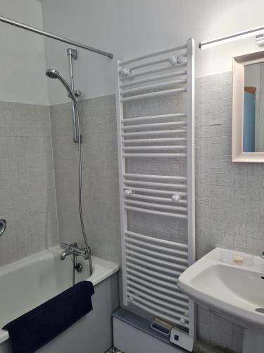 une salle de bain avec douche et lavabo dans l'établissement Chez Bruno, à Saint-Jean-de-Monts