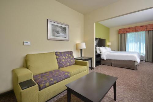 a hotel room with a couch and a bed at Holiday Inn Express Hotel & Suites Clemson - University Area by IHG in Clemson