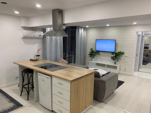 Kuchyň nebo kuchyňský kout v ubytování Apartcentral1