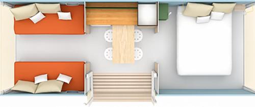 an illustration of a room with a bed and stairs at Camping le Convivial CocoSweet 4 personnes in Saint-Martial-de-Nabirat