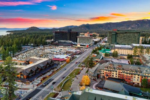 an aerial view of a city with a street at Zalanta 222 – Luxe Stay by Gondola Lake in Stateline
