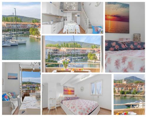un collage de photos d'un hôtel et d'un port dans l'établissement CASA LUNA - sur les canaux de Port-grimaud, à Grimaud