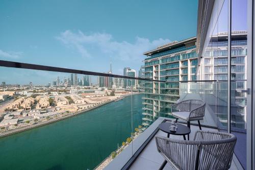 Luxury Canal Front with Burj Khalifa Skyline View