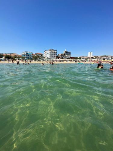 a group of people in the water at a beach at Hotel Costa Verde in Pineto